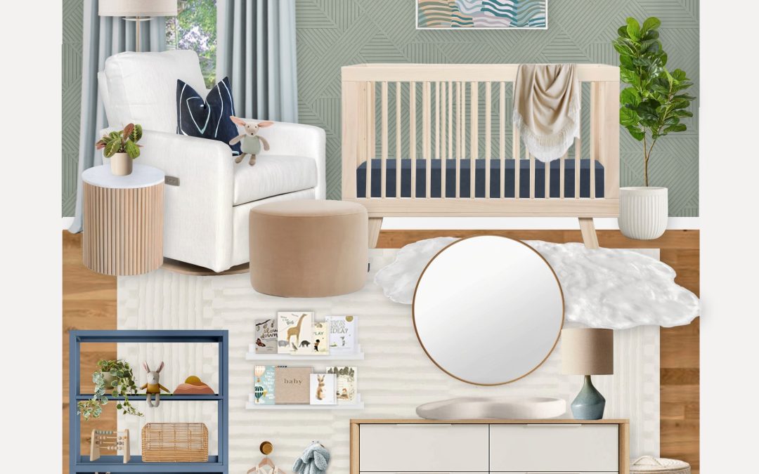 Modern Abstract Blue and Green Nursery Design