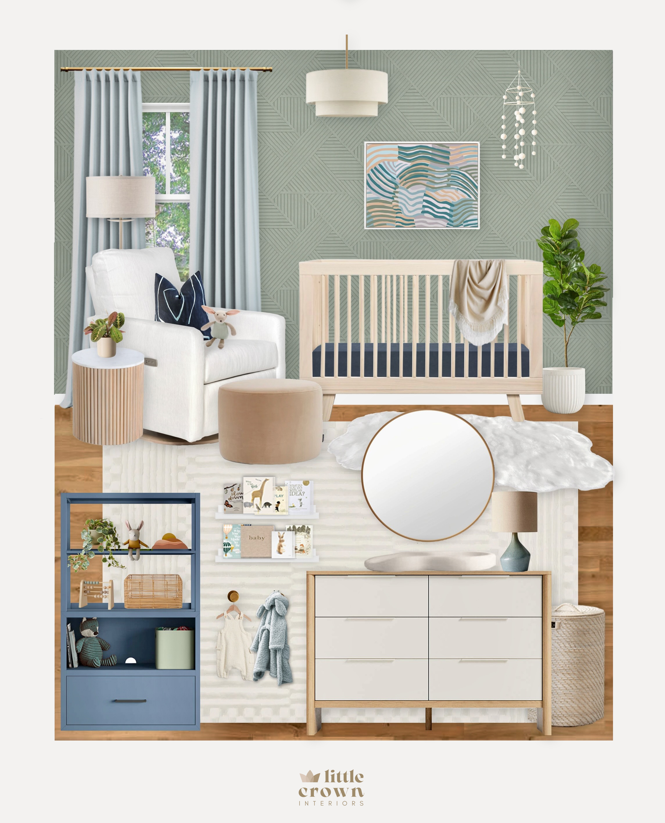 Modern Blue and Green Nursery Design