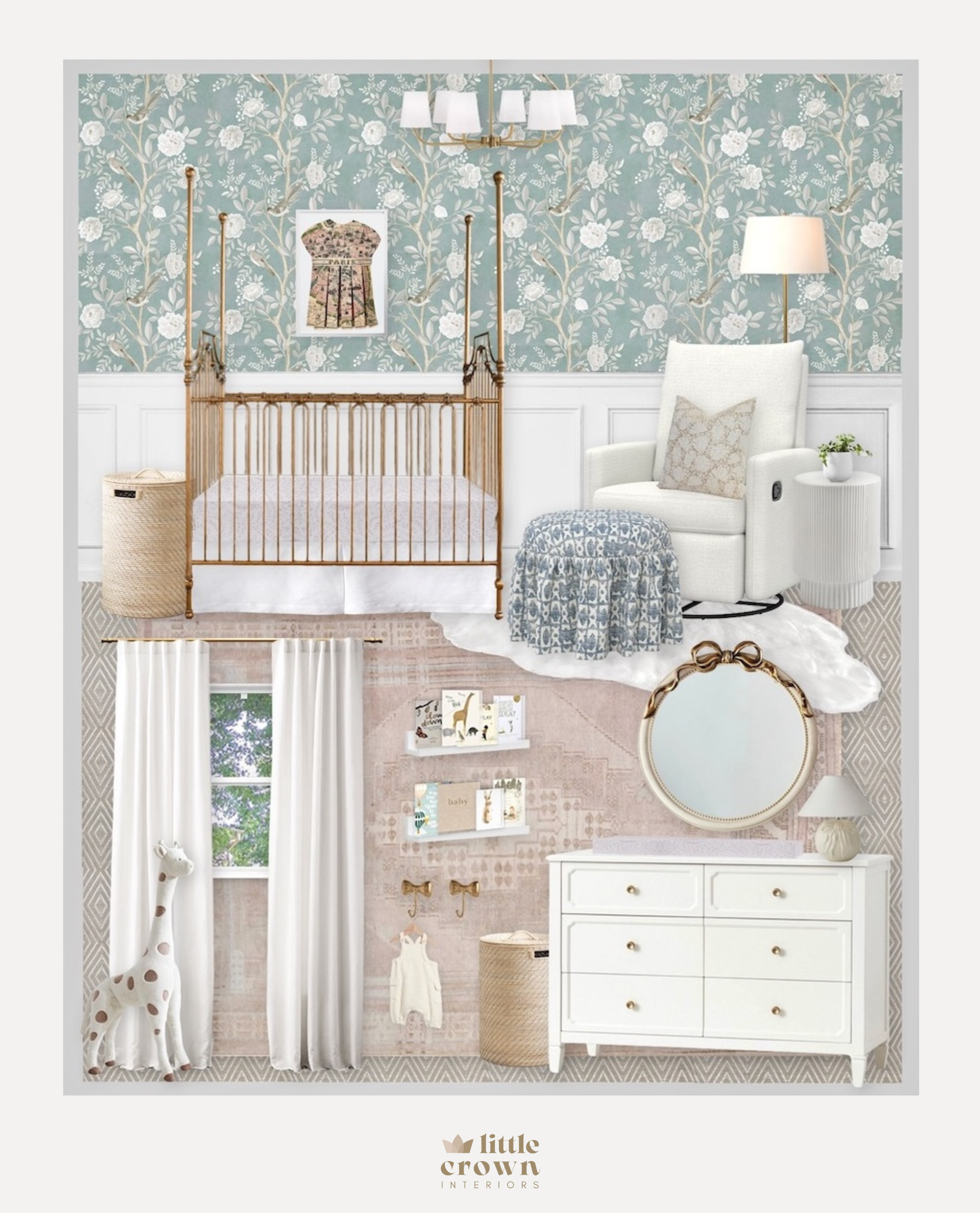 Parisian Inspired Blue Floral Nursery Design