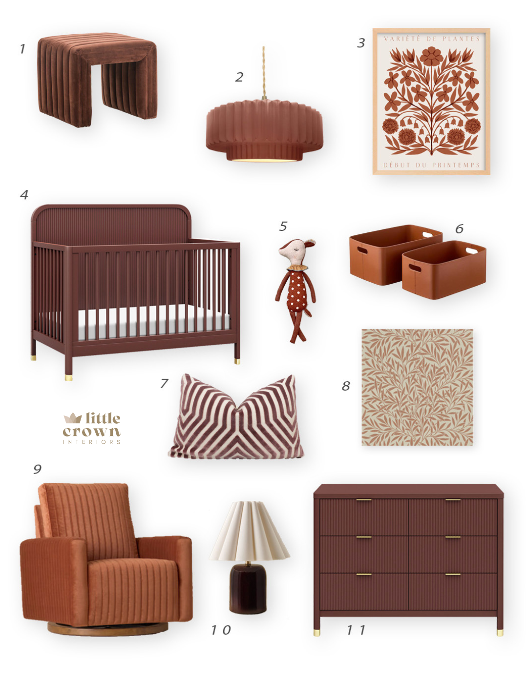 Deep Mauve, Rust and Clay Tones for a Rich and Elegant Nursery