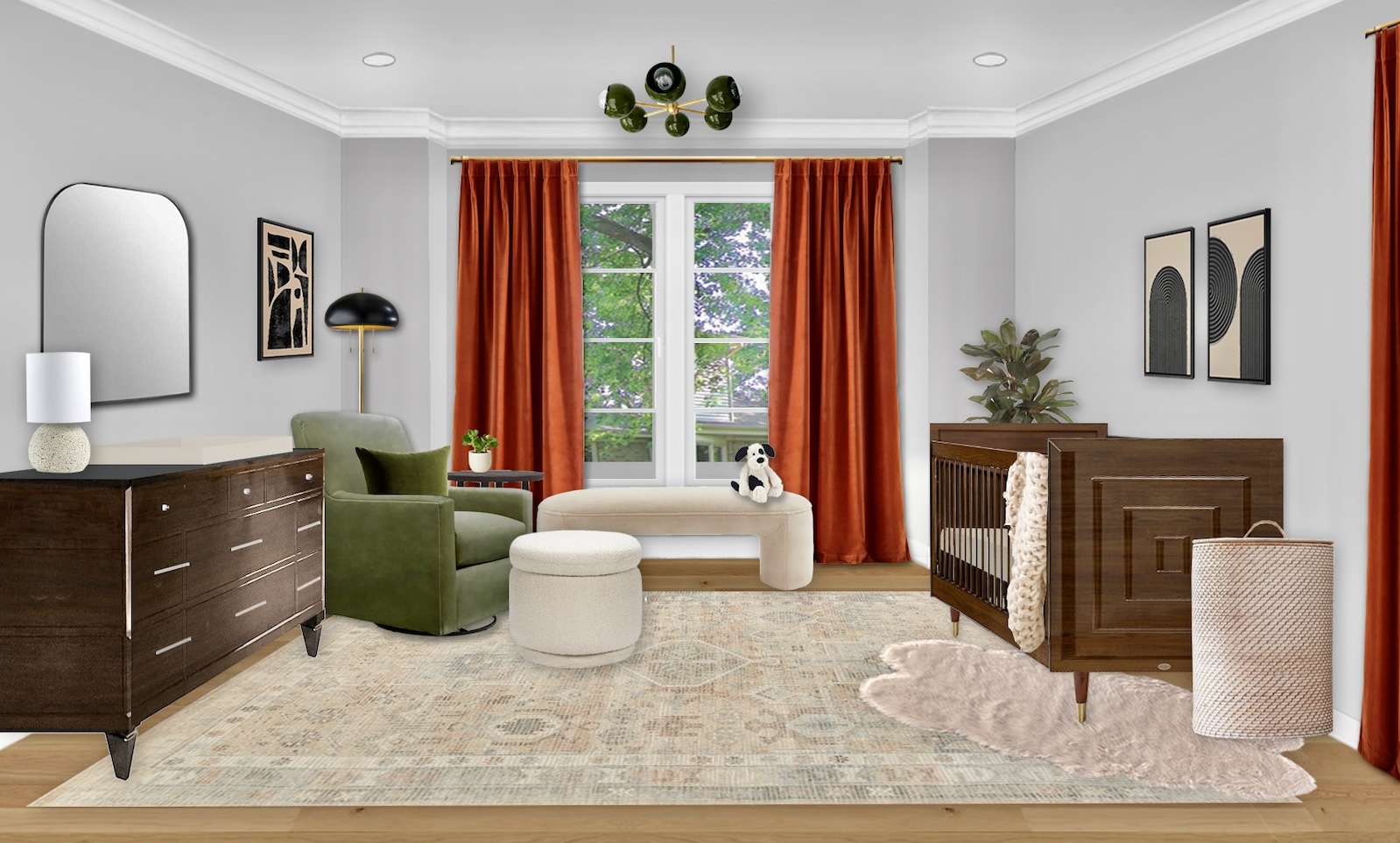 Mid Century Modern Nursery Virtual Design