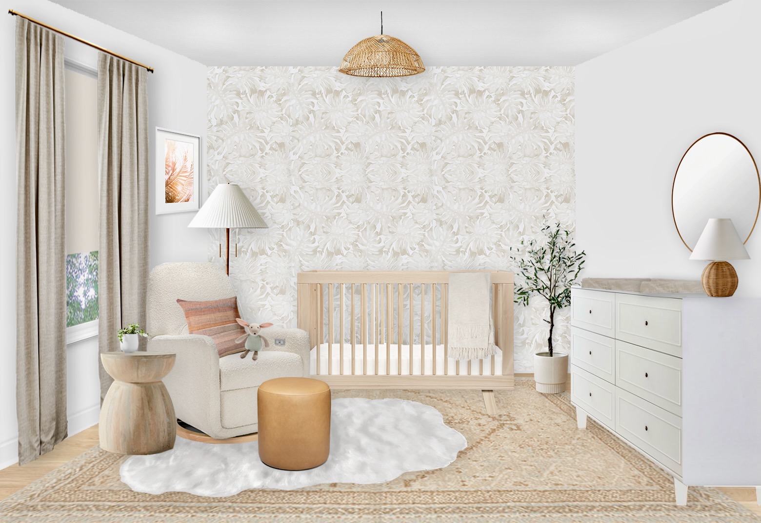 Neutral Light Wood Nursery Virtual Design