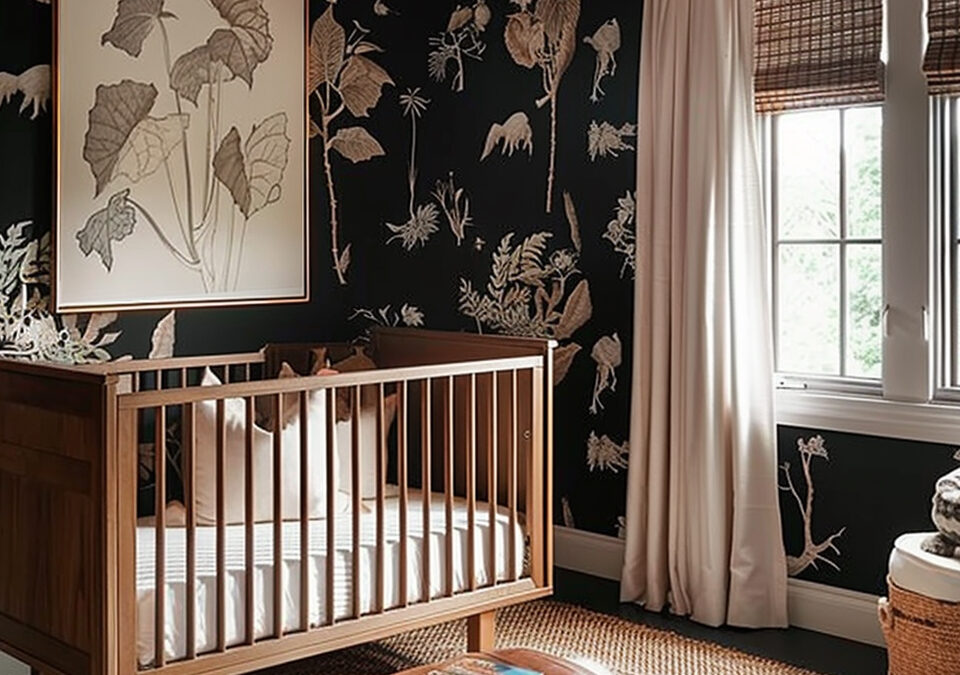 AI Inspiration to Reality: Black & Wood Tone Nursery