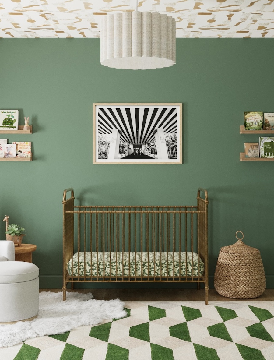 Rendering Reveal: Bold Dark Green Nursery Design