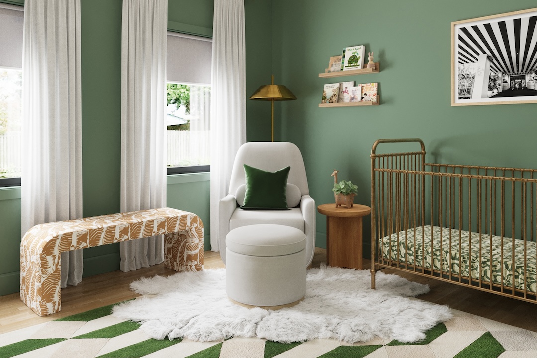 Rendering Reveal: Bold Dark Green Nursery Design