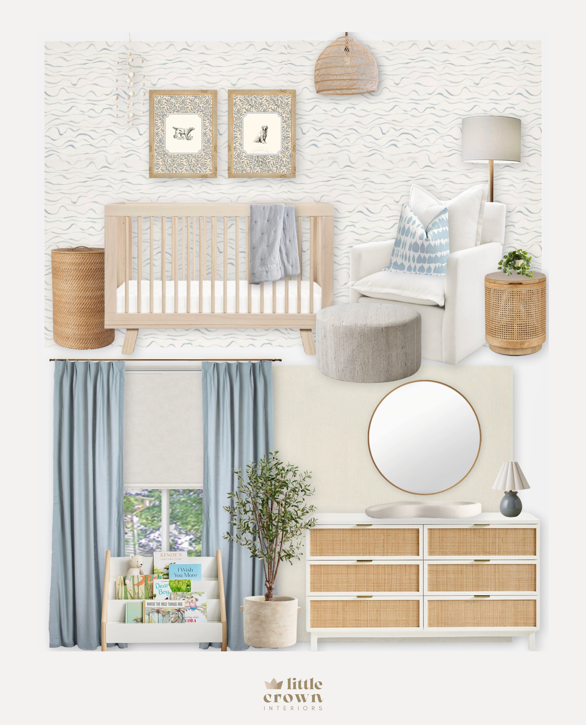 Neutral Nursery Design with Soft Blue Accents