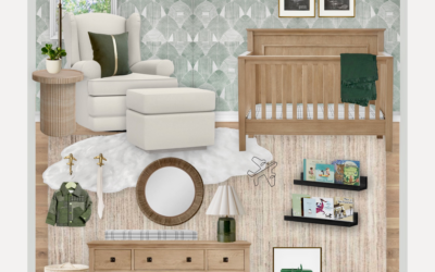 A Dark Green Virtual Nursery Design With Warm Wood