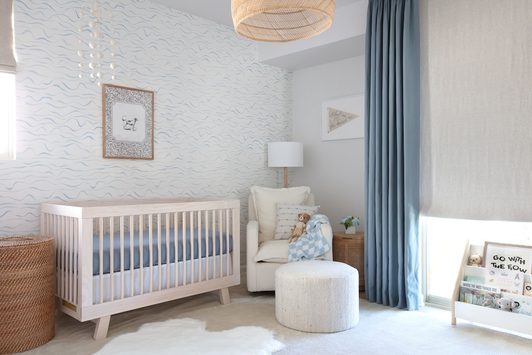 Neutral Nursery Design with Soft Blue Accents