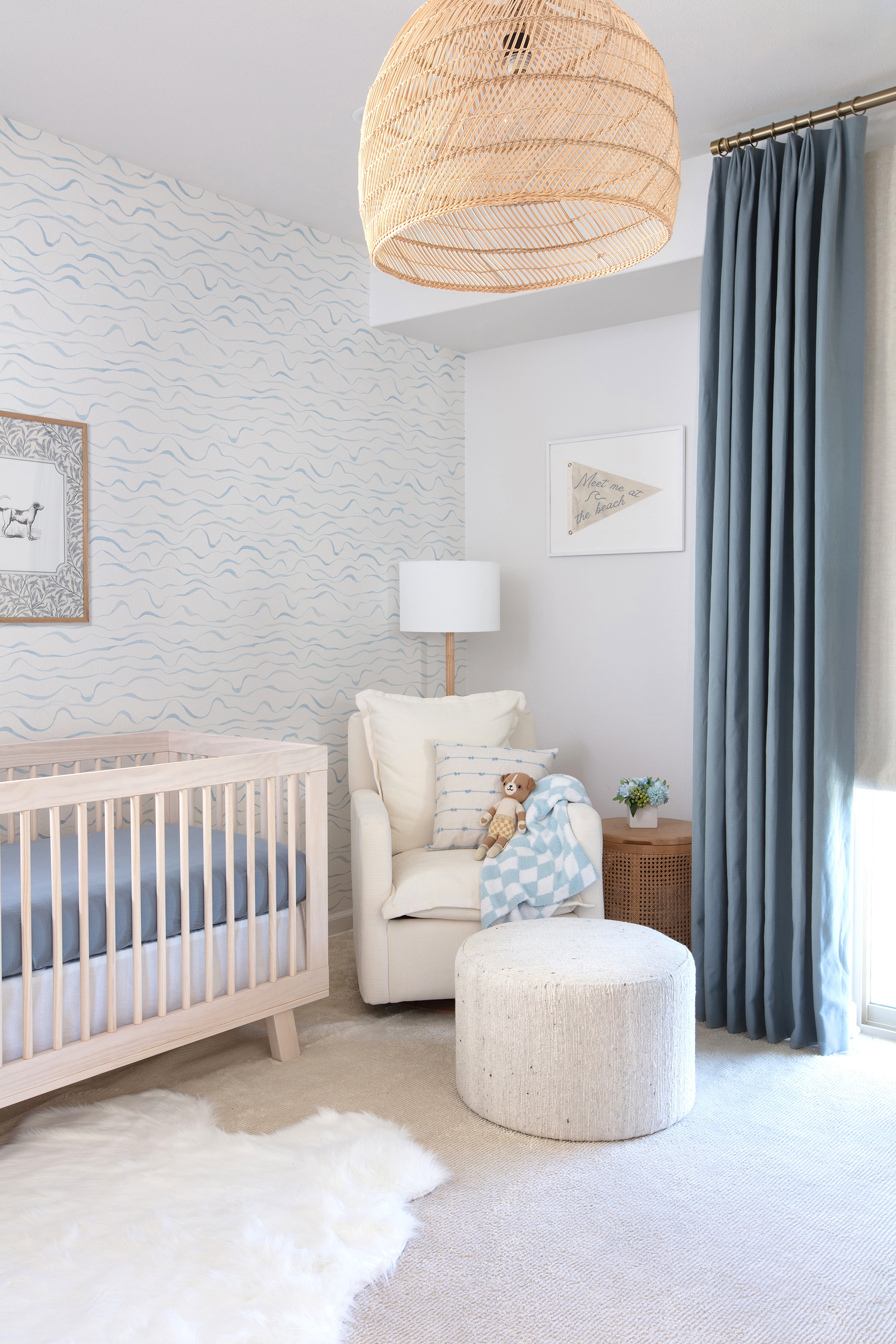 Neutral Nursery Design with Soft Blue Accents