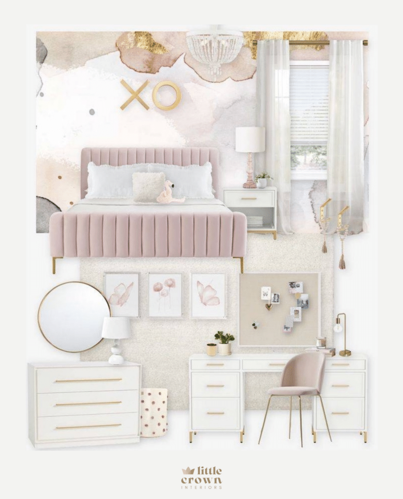 Gold Blush Girl's Bedroom Virtual Design