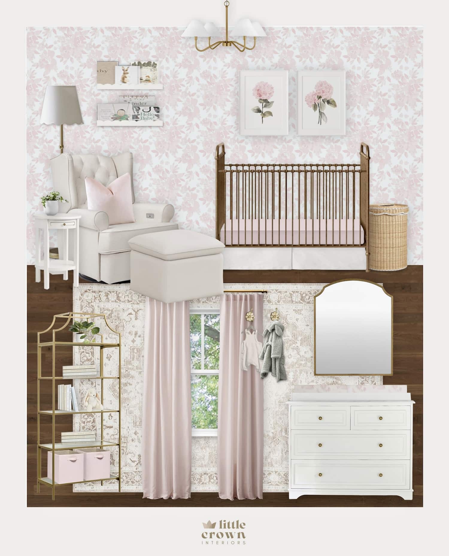 Pink & Gold Girl's Nursery Design