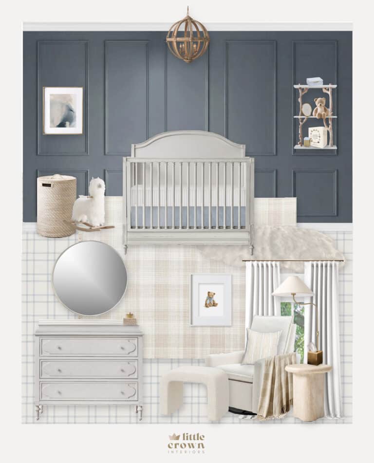 Slate Blue and Neutral Virtual Nursery Design