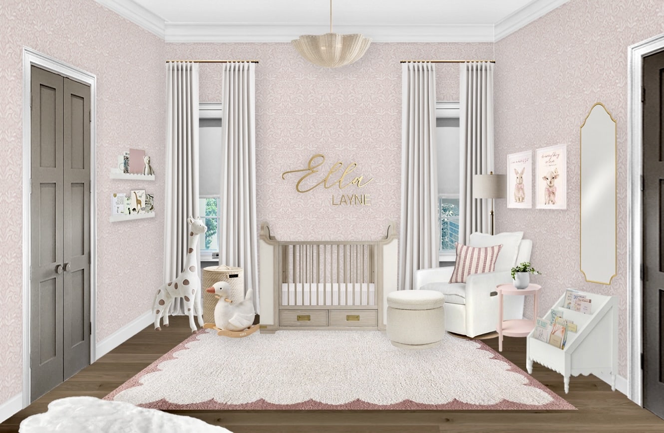 Sweet and Feminine Blush Nursery Design with Botanical Wallpaper
