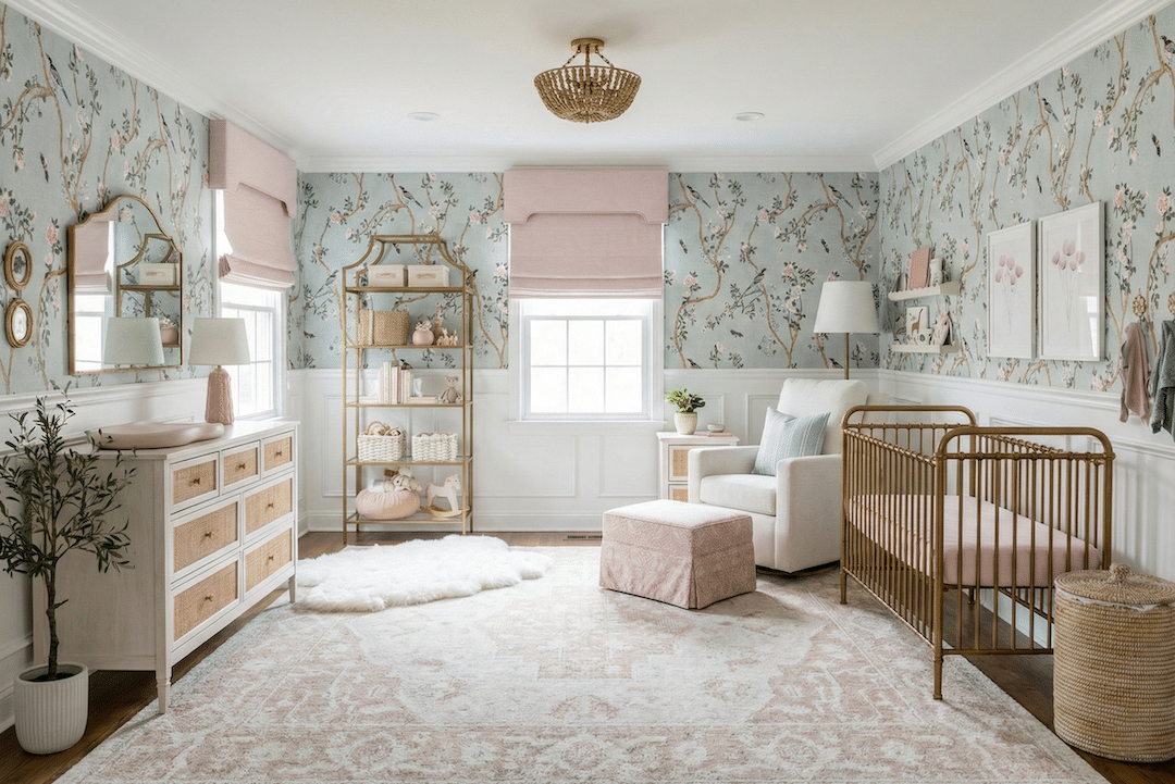 Blue Floral French Nursery Design