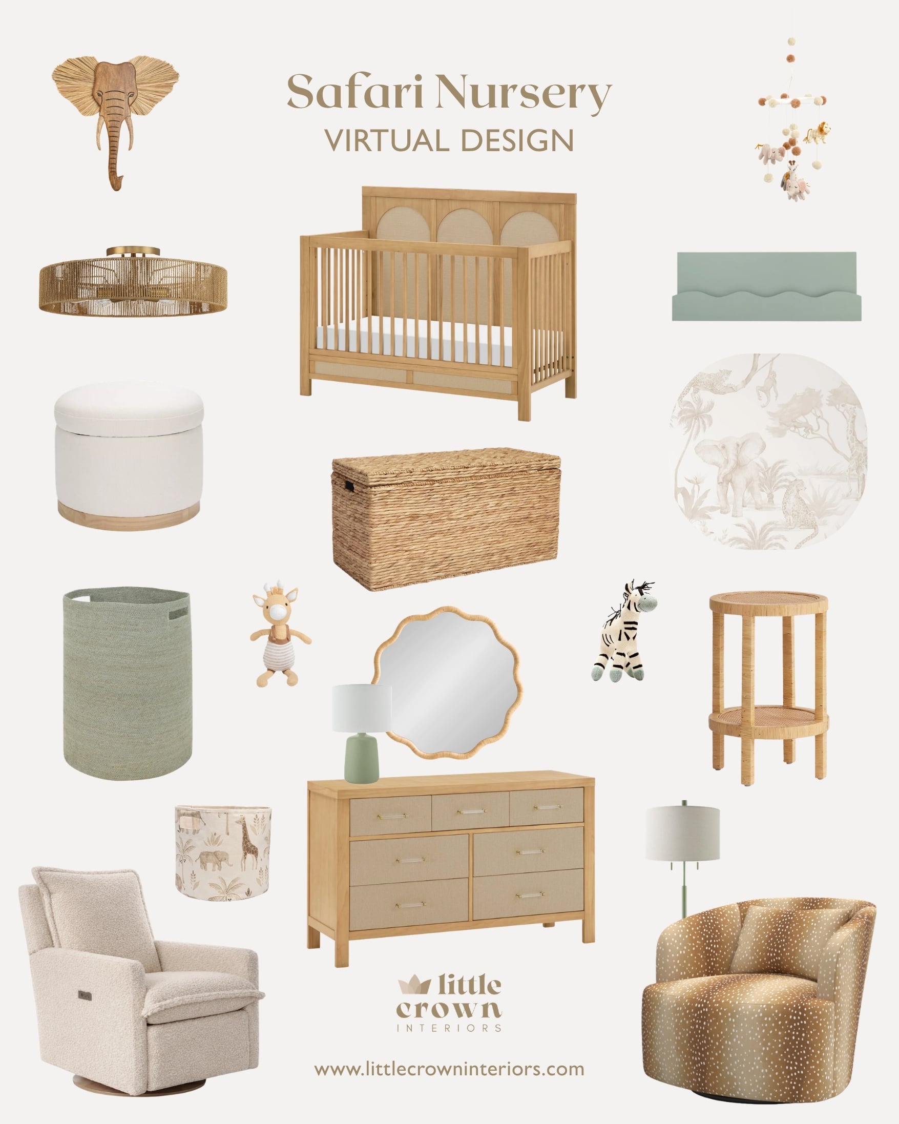 Safari Theme Nursery With Animal Wall Mural