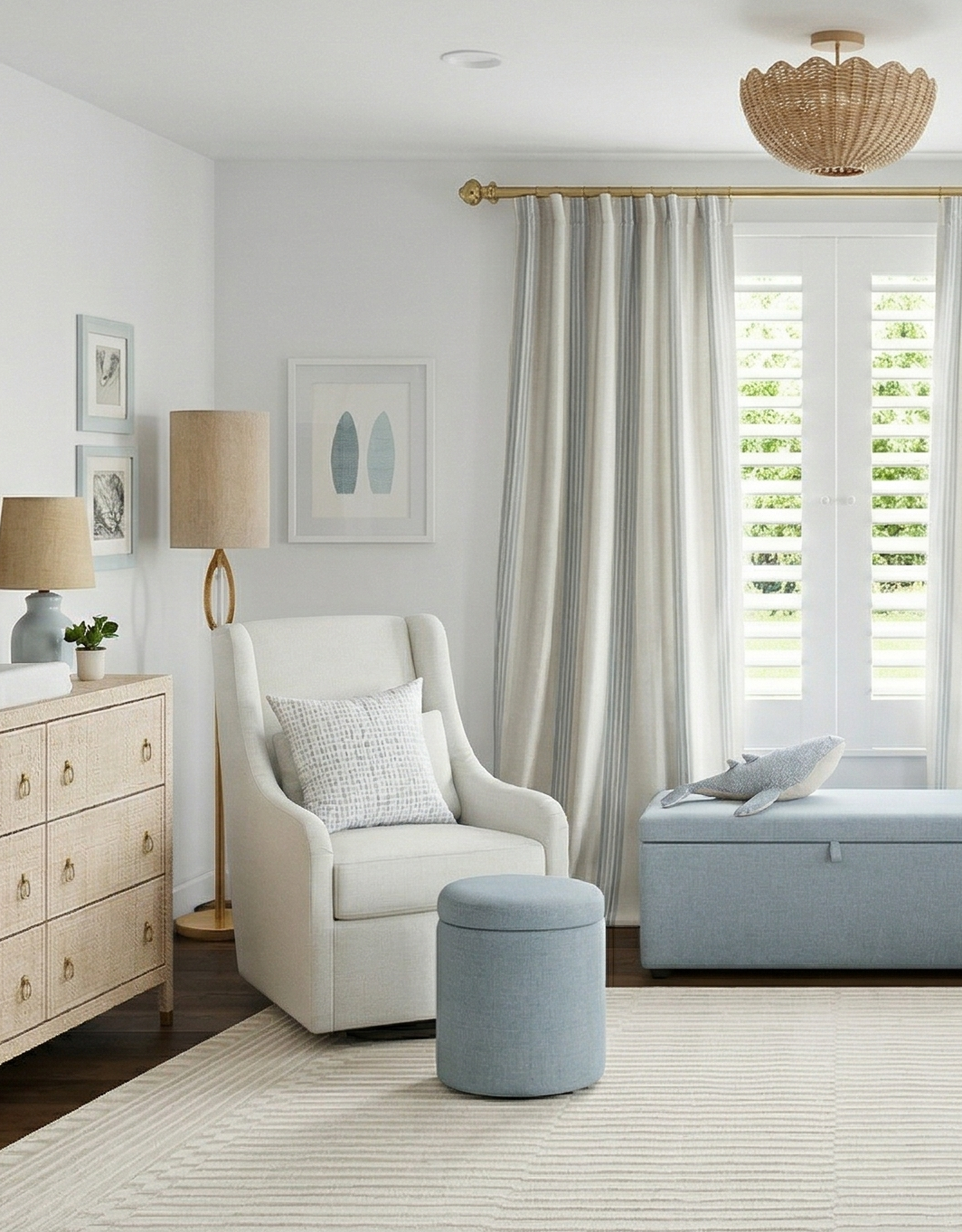 Coastal Nursery Design With Blue & Neutrals by Little Crown Interiors